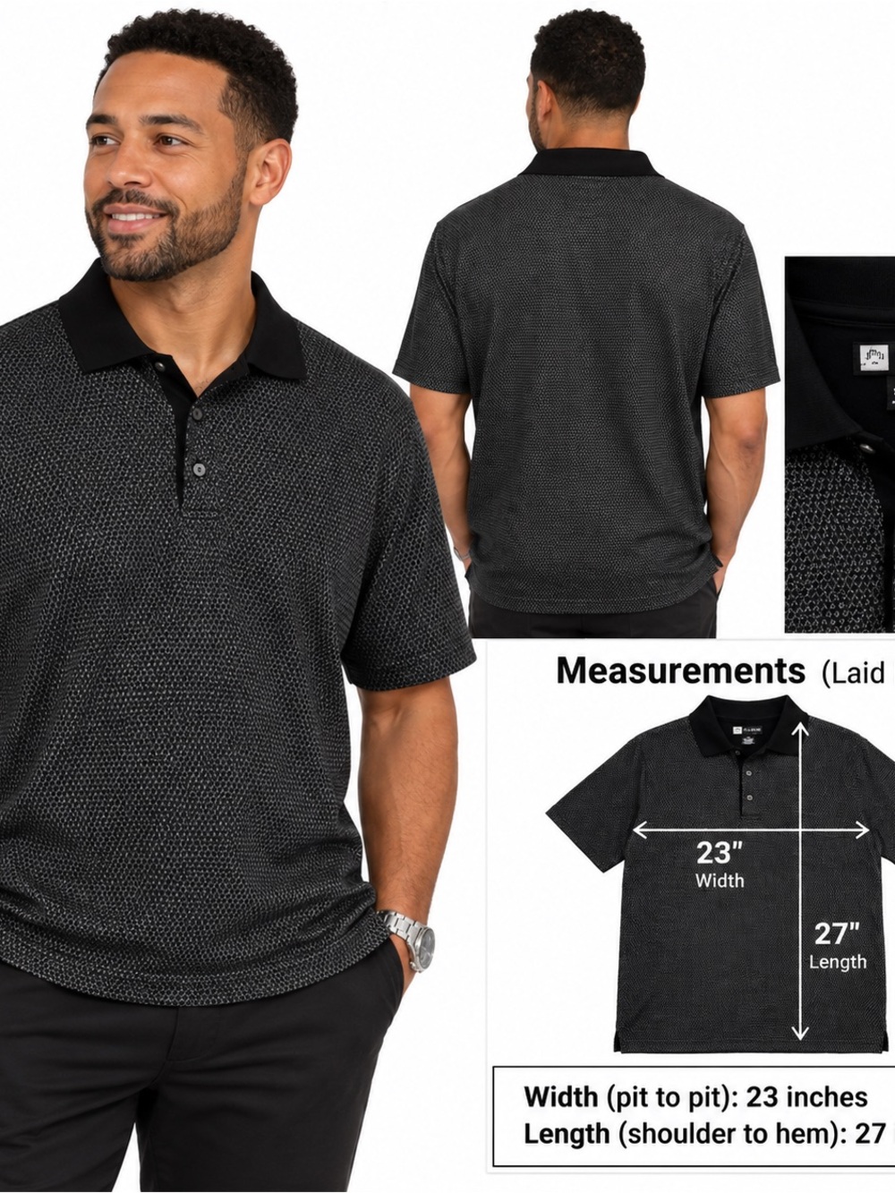 Jos. A. Bank Leadbetter Golf Polo Shirt Men’s M Black Gray
